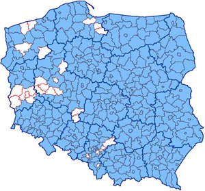 Ilustracja: Kolejne 3 województwa z kompletem powiatów w KIUT <br />
Powiaty zasilające KIUT (stan na 8 sierpnia)